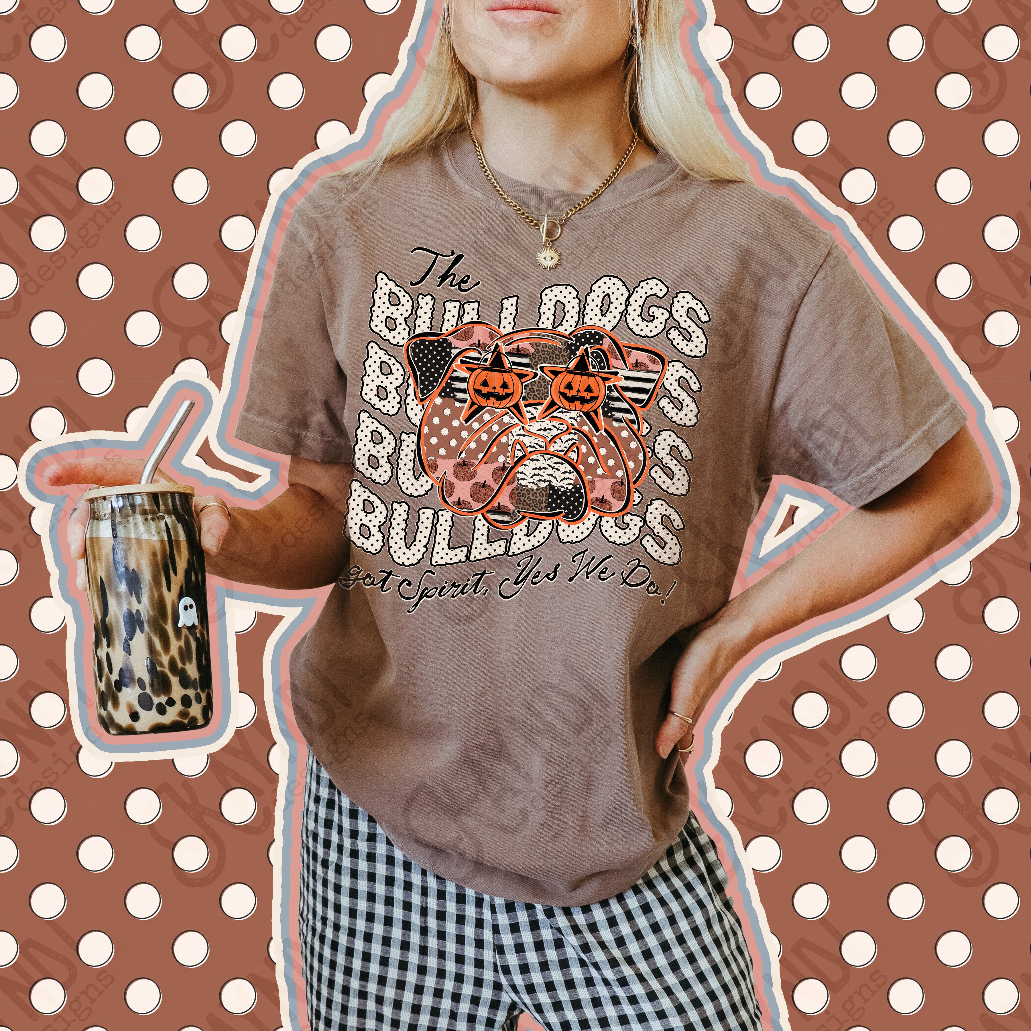 Patchwork Pumpkin Spirit Mascots Bulldogs 2 design