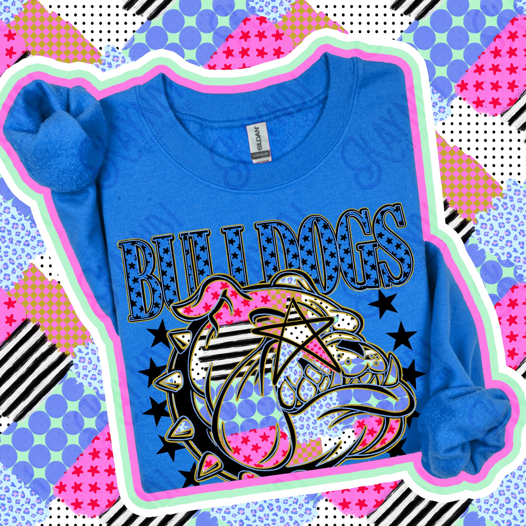 Patchwork Varsity Stars Mascots Bulldogs 3 design