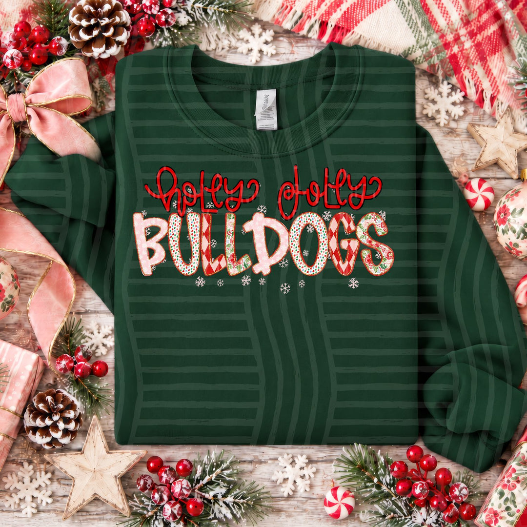 Bulldogs Holly Jolly Confetti Mascots DTF transfer