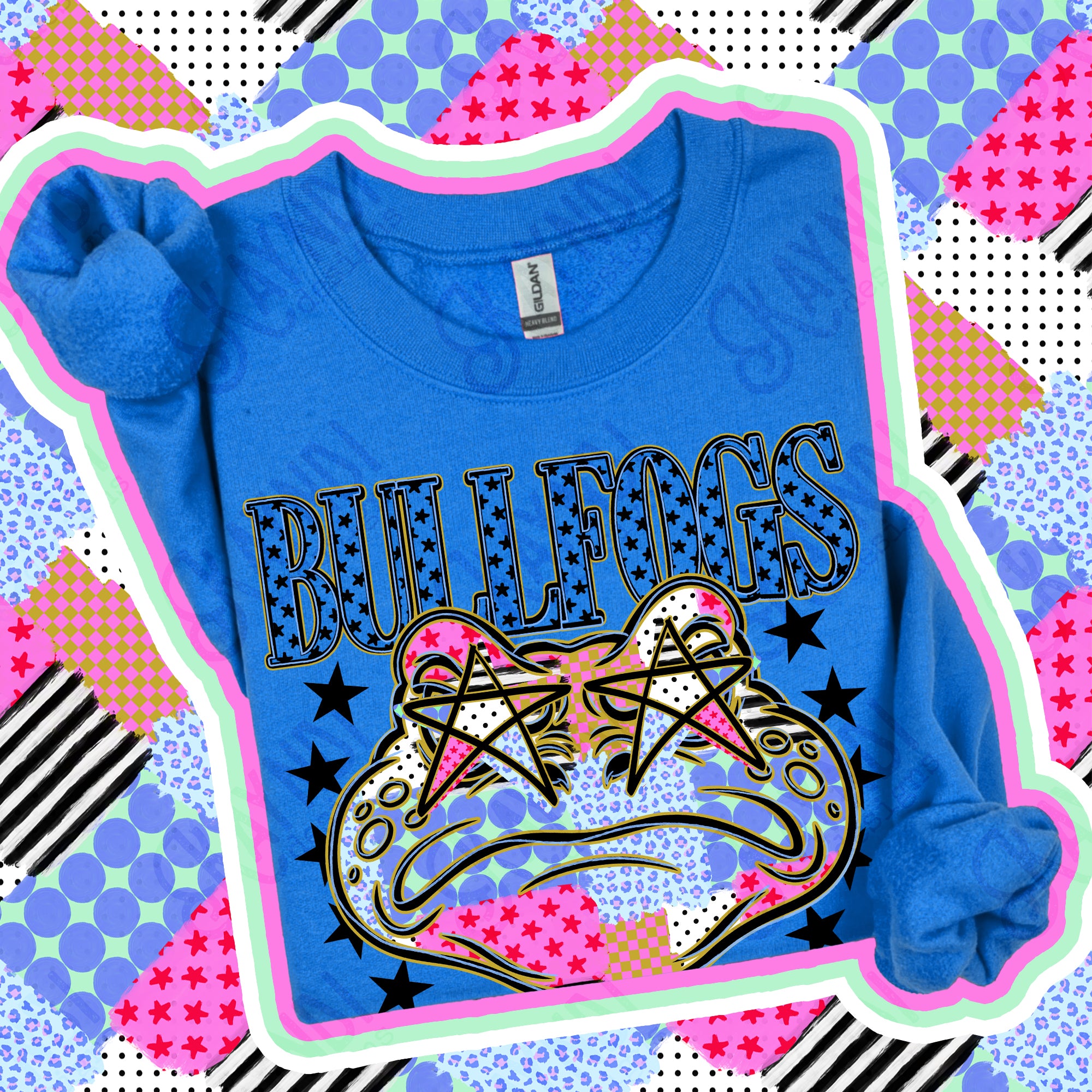 Patchwork Varsity Stars Mascots Bullfogs design