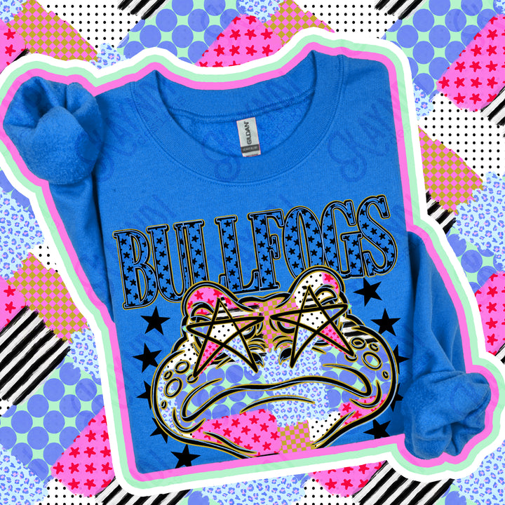 Bullfogs Patchwork Varsity Stars mascot DTF transfer
