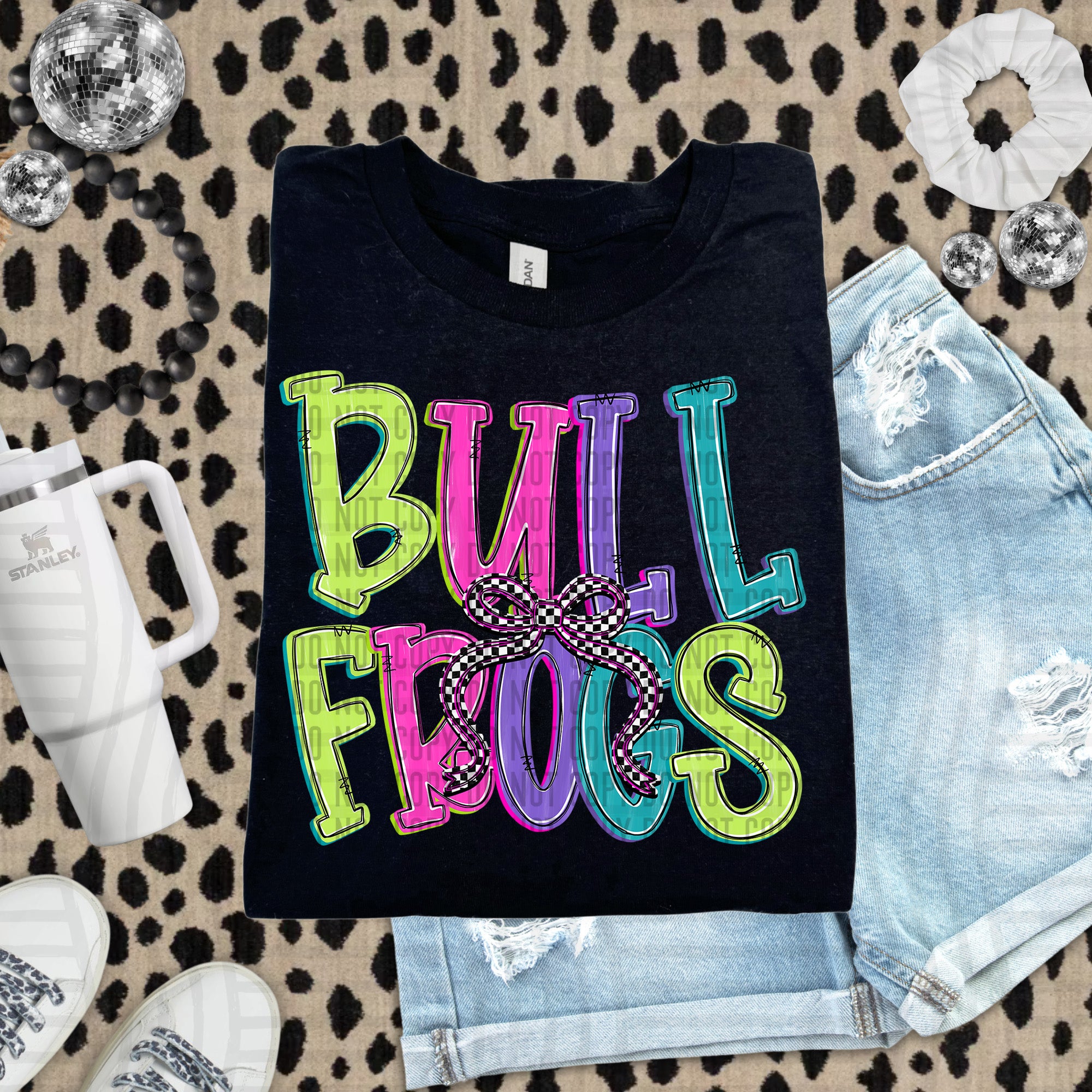 Checker Neons Stacked Mascots Bullfrogs design