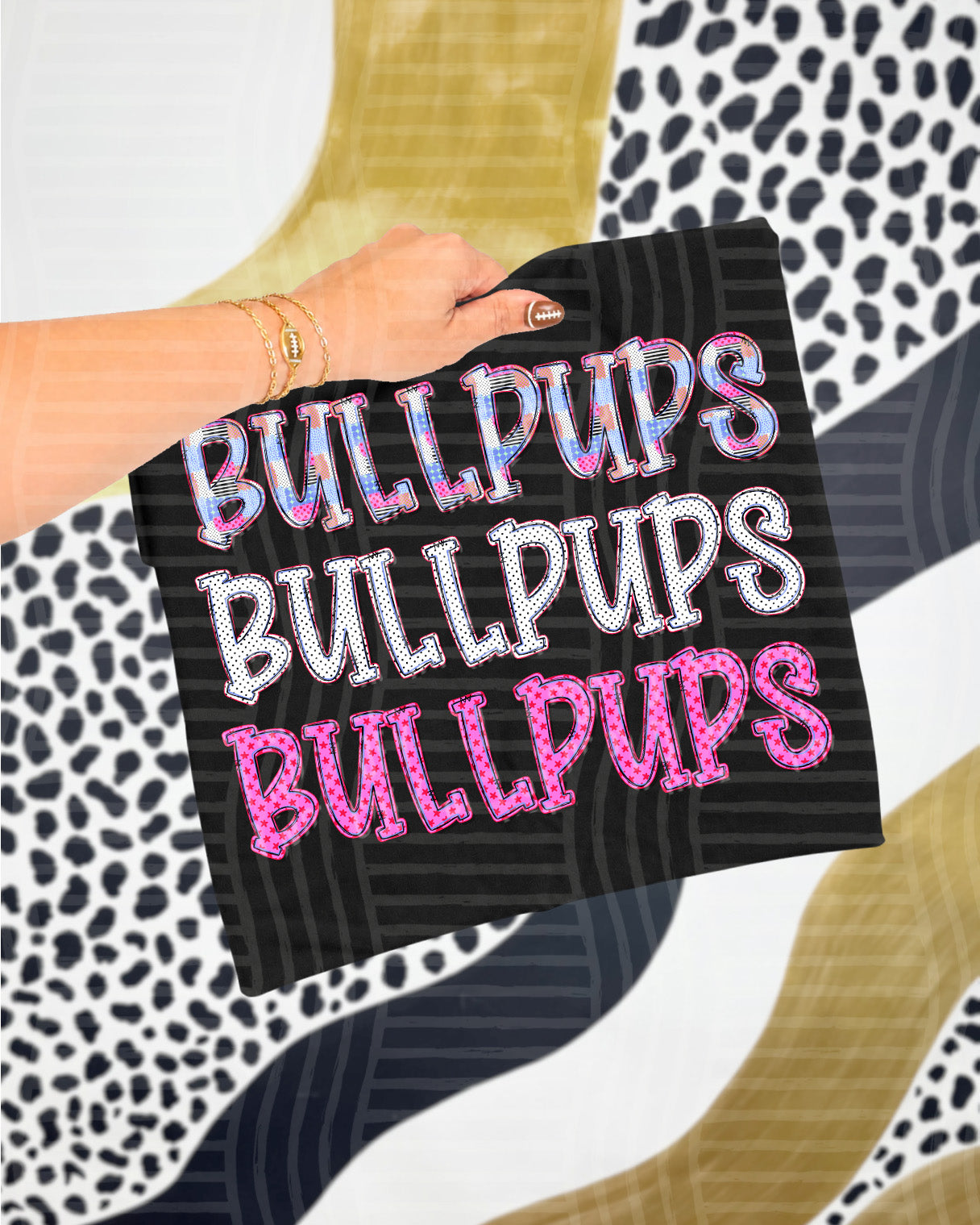 Dolly Tri Stacked Mascots Bullpups design