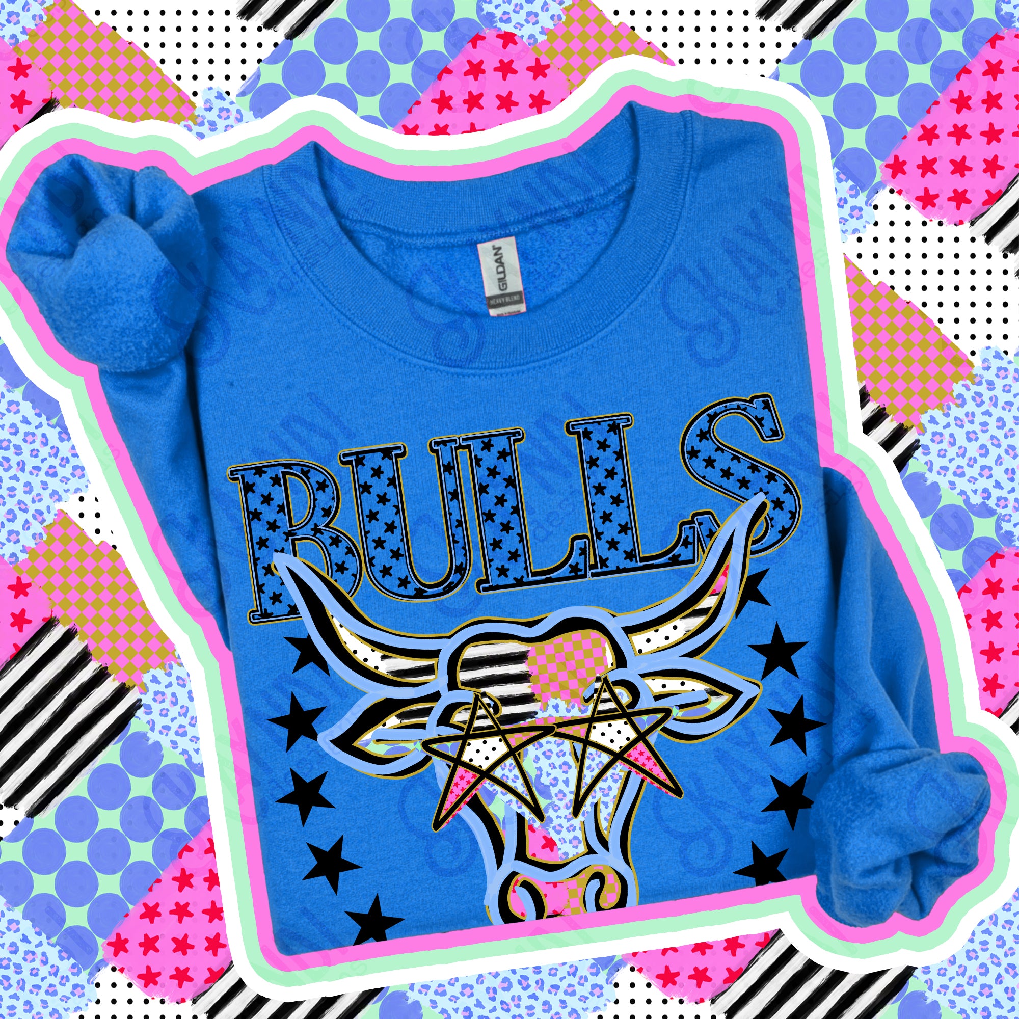 Patchwork Varsity Stars Mascots Bulls 2 design