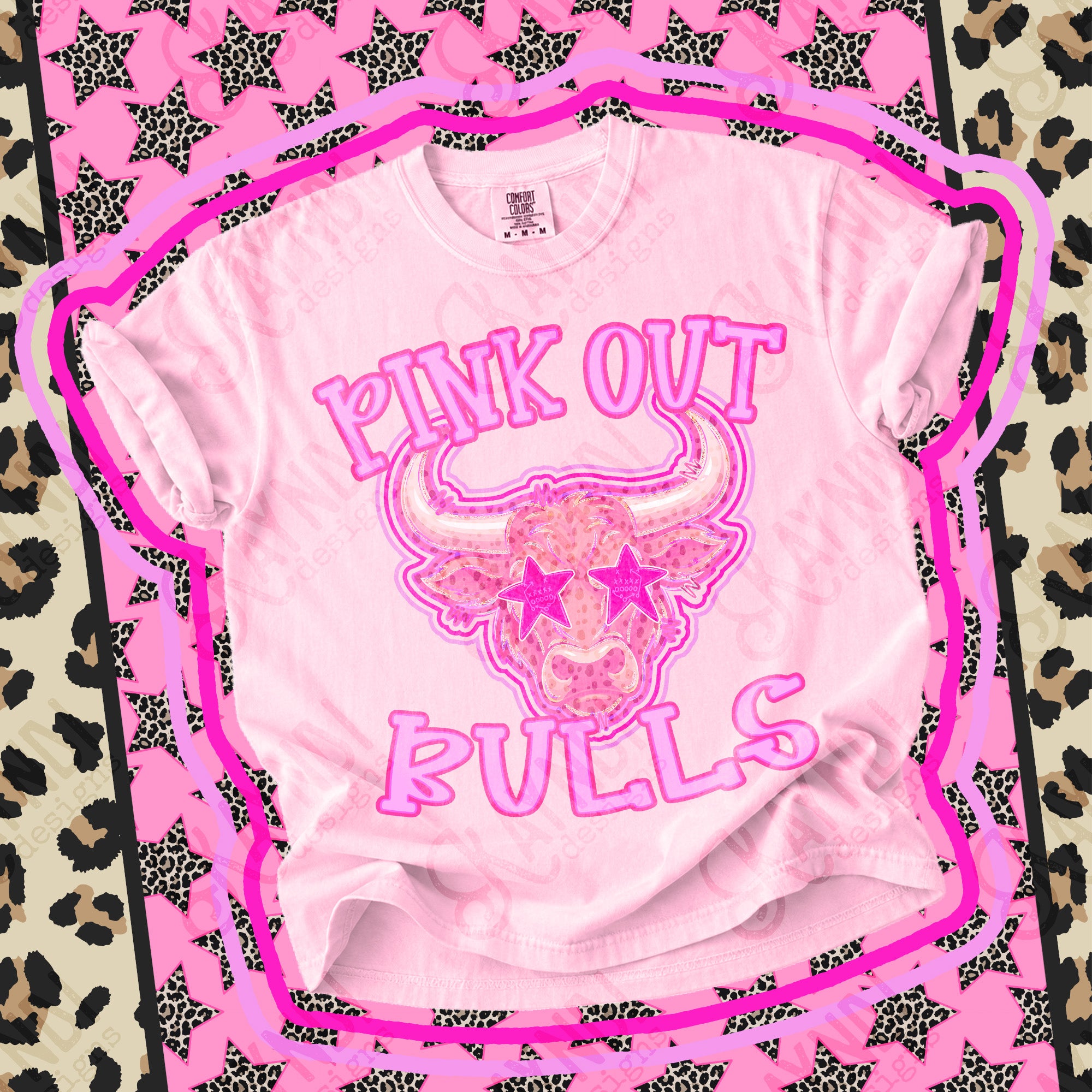Pink Out Mascots Bulls mockup