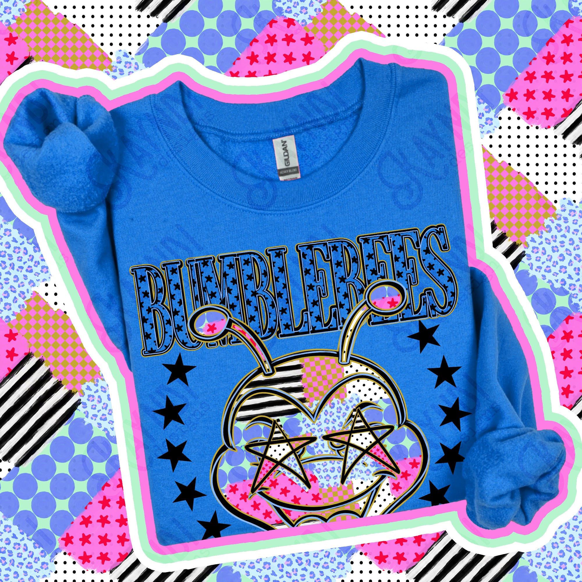 Patchwork Varsity Stars Mascots Bumblebees design