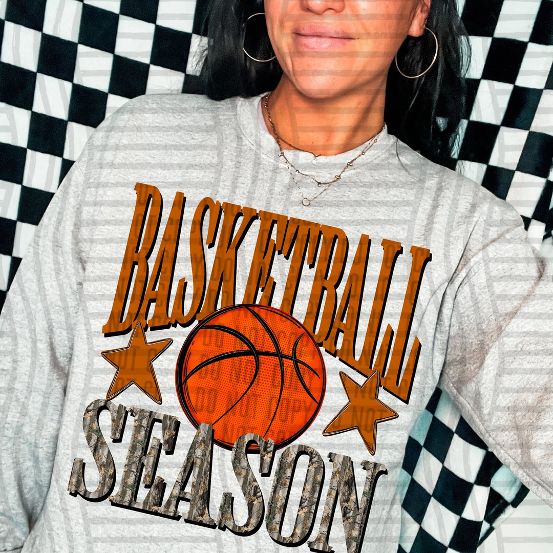 Burnt Orange Basketball Season DTF transfer