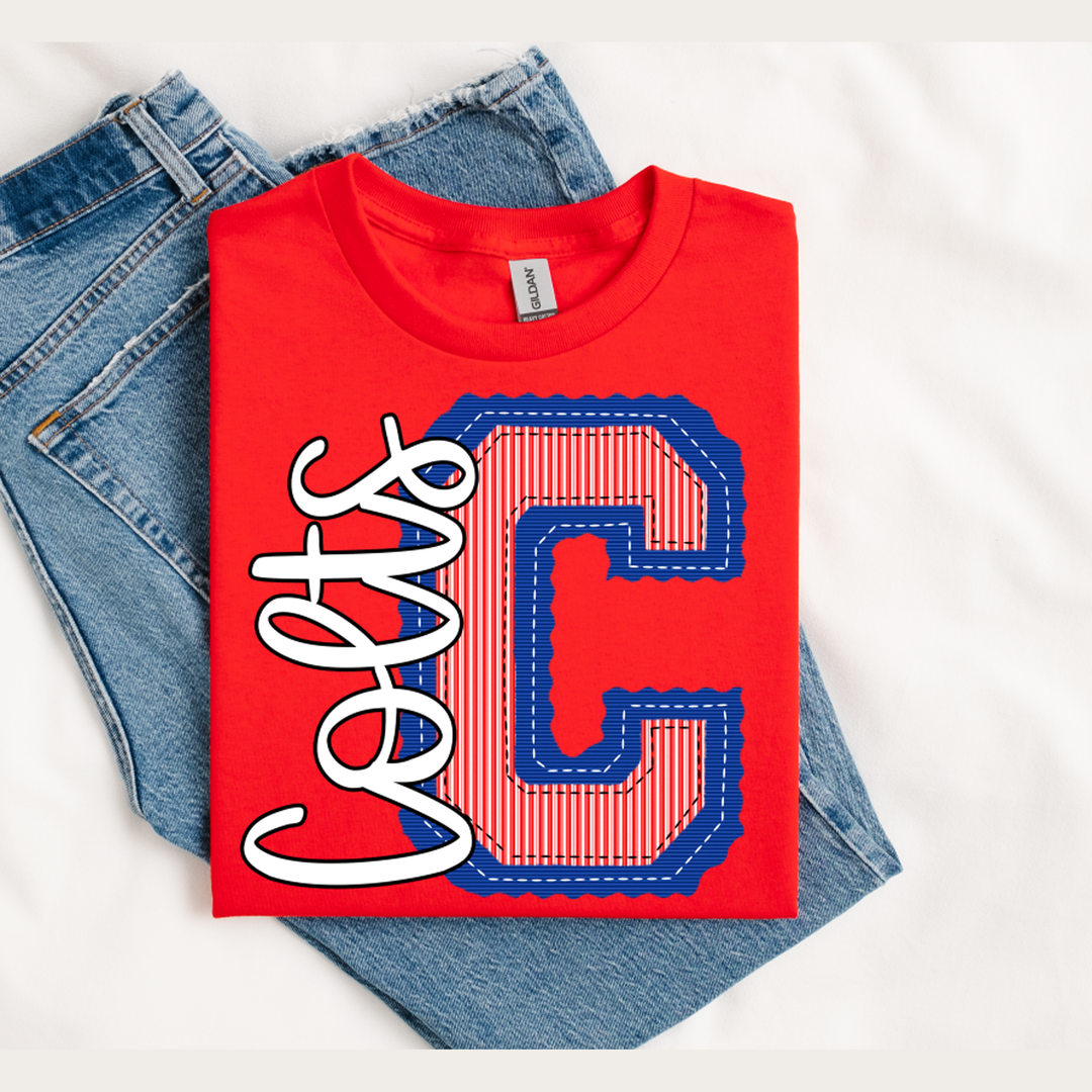 C Colts Prepster Royal Base Red Top – DTF Transfer