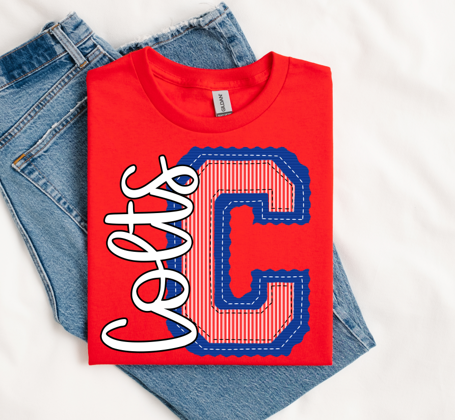 C Colts Prepster Royal Base Red Top DTF transfer design – image 1