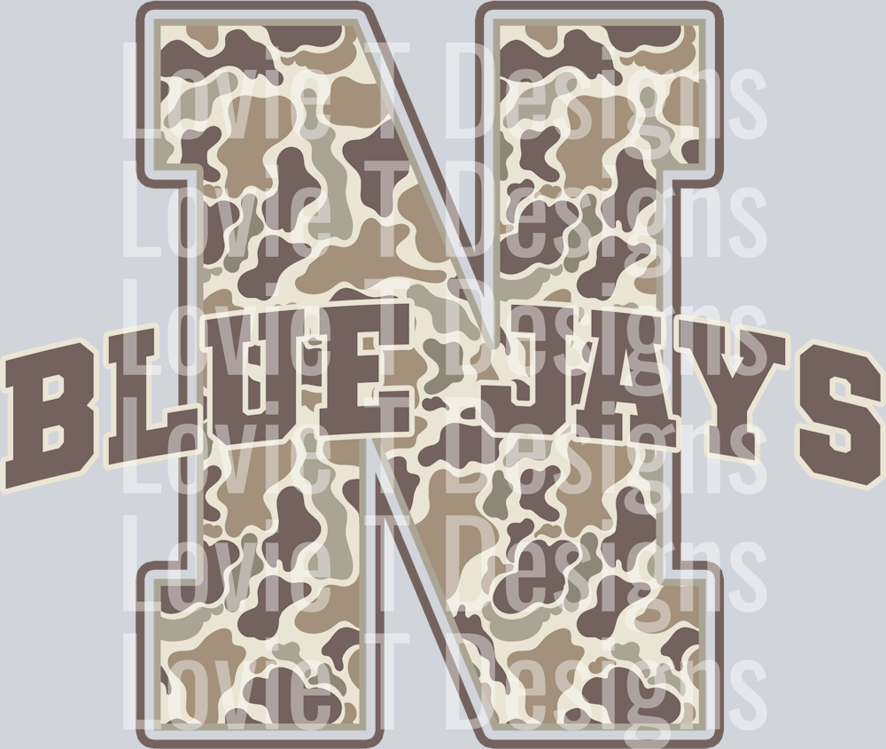 CAMO N BLUE JAYS VASITY LETTER