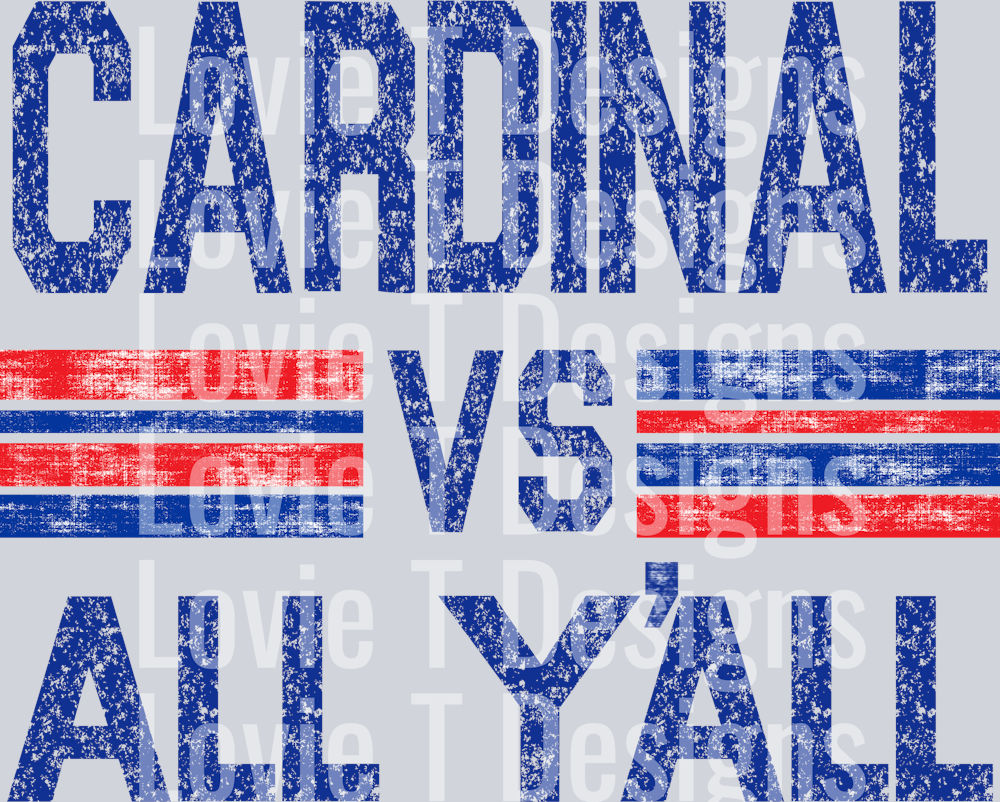 CARDINAL VS ALL YALL ROYAL BLUE AND RED