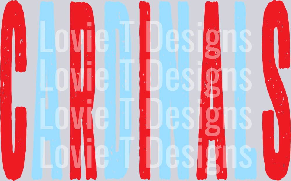 CARDINALS RED AND LIGHT BLUE OVERISIZED GRUNGE MASCOT