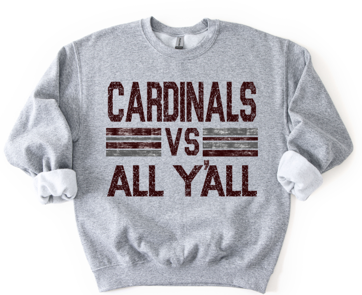 Cardinals Vs All Y'all Maroon and Gray DTF transfer design – image 1