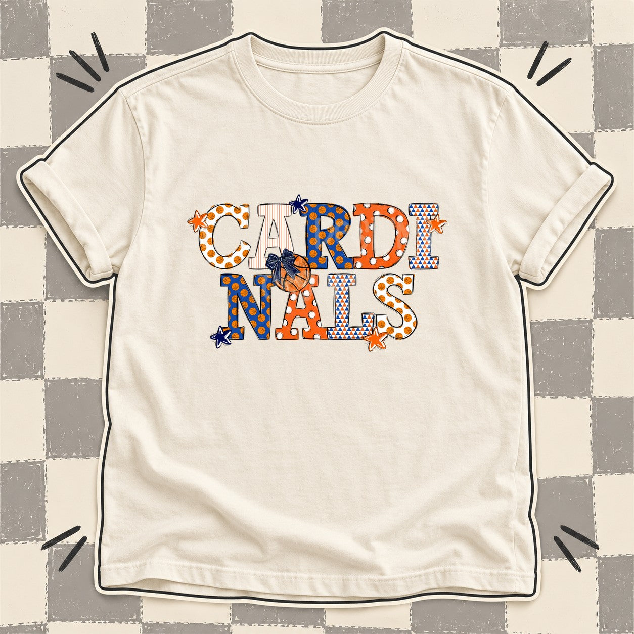 Mixed Doodle Basketball Mascots – Court Classic Cardinals design