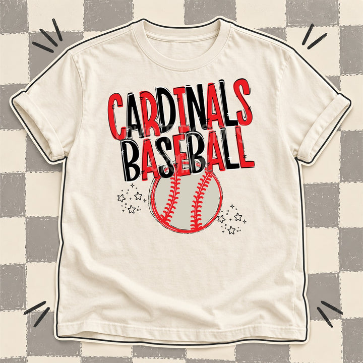 Cardinals Red Black Team Go Baseball Mascots DTF transfer mockup