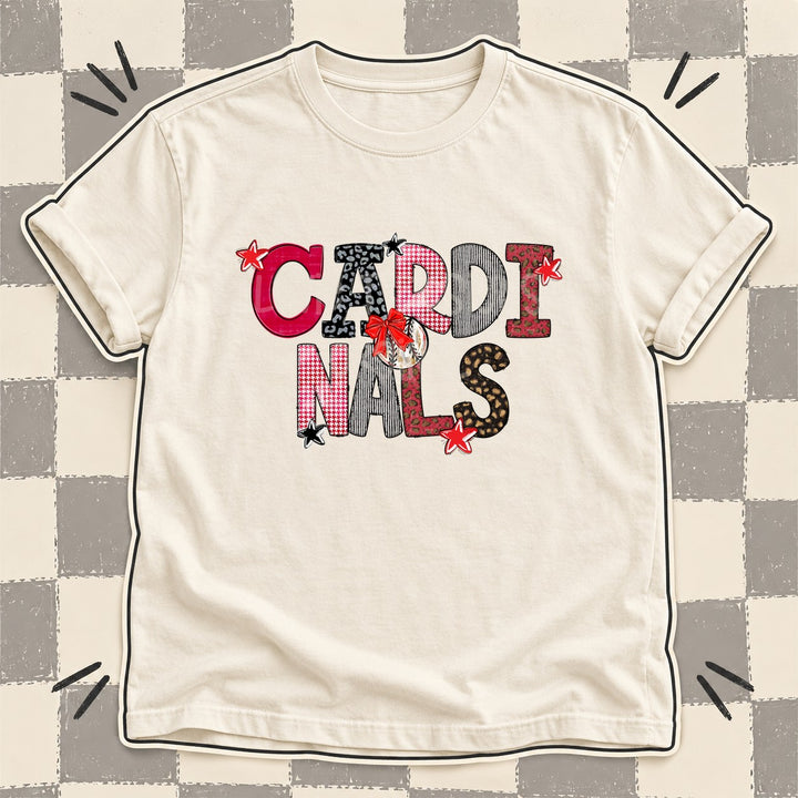 Cardinals Red Black Mixed Doodle Baseball Mascots – Mascot Colors DTF transfer mockup