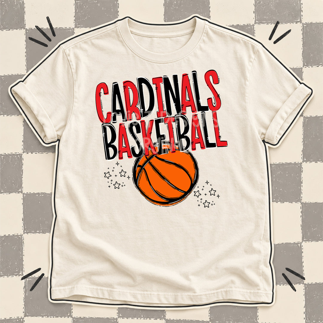 Cardinals Red Black Team Go Basketball Mascots DTF transfer