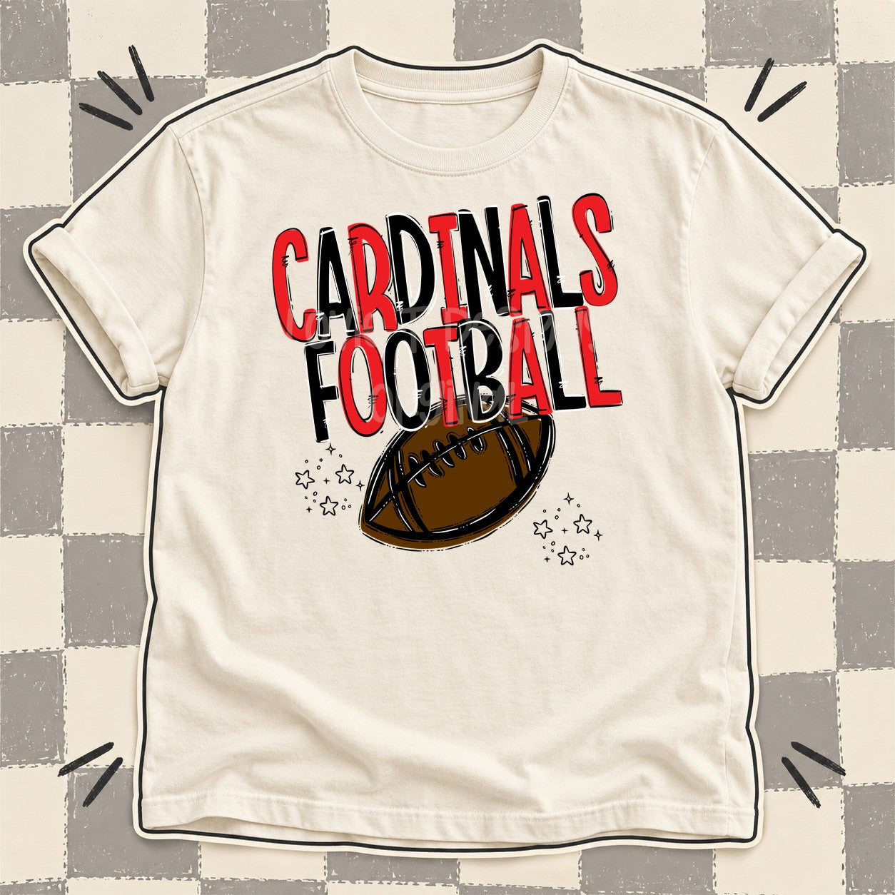 Team Go Football Mascots Cardinals Red Black design