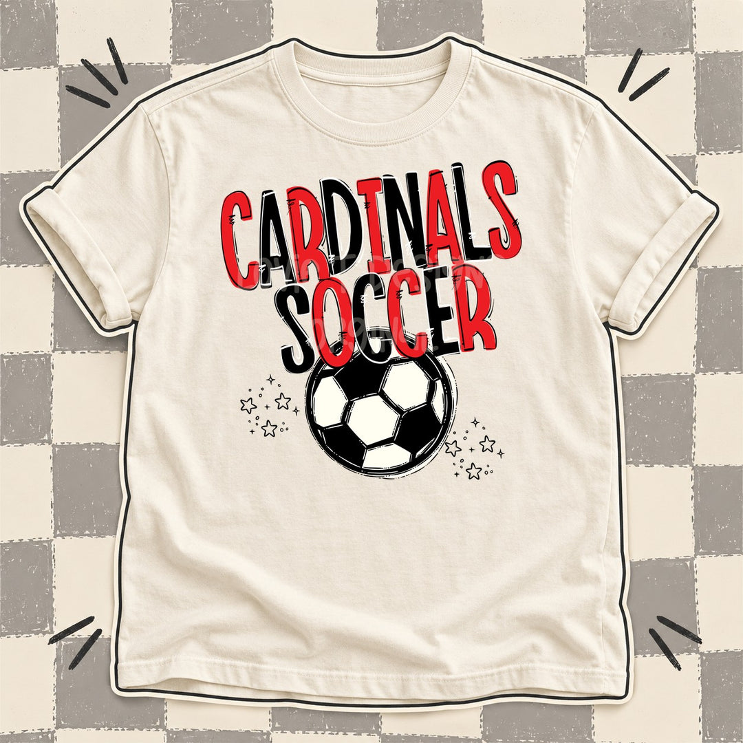 Cardinals Red Black Team Go Soccer Mascots DTF transfer mockup