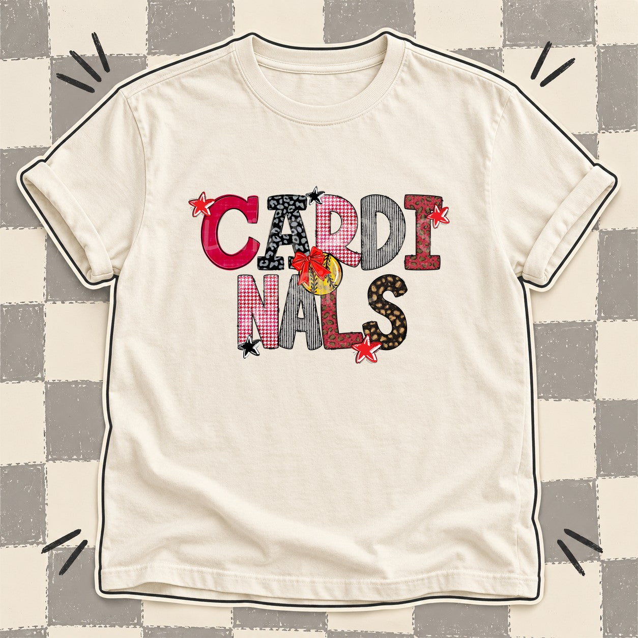 Mixed Doodle Softball Mascots – Mascot Colors Cardinals Red Black design