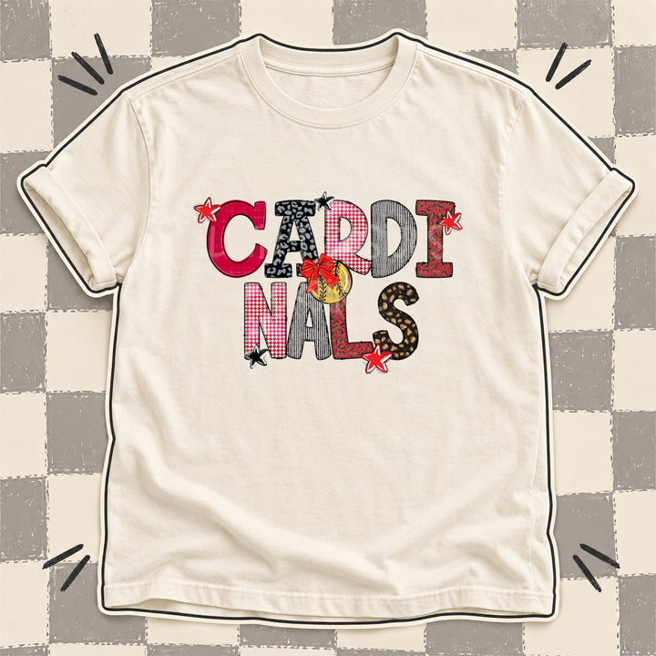 Cardinals Red Black Mixed Doodle Softball Mascots – Mascot Colors DTF transfer mockup