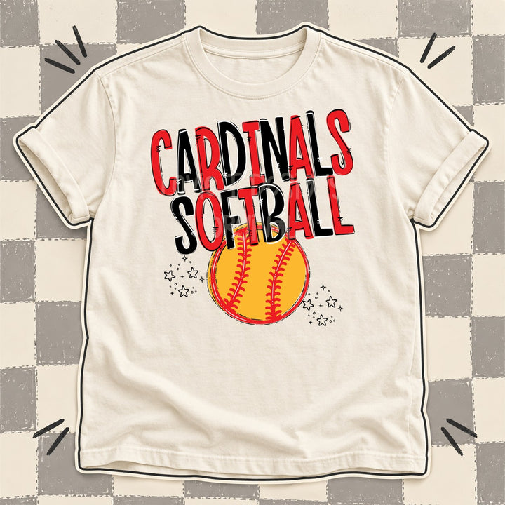 Cardinals Red Black Team Go Softball Mascots DTF transfer mockup