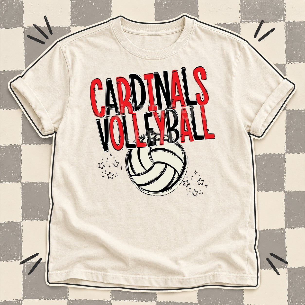 Team Go Volleyball Mascots Cardinals Red Black design