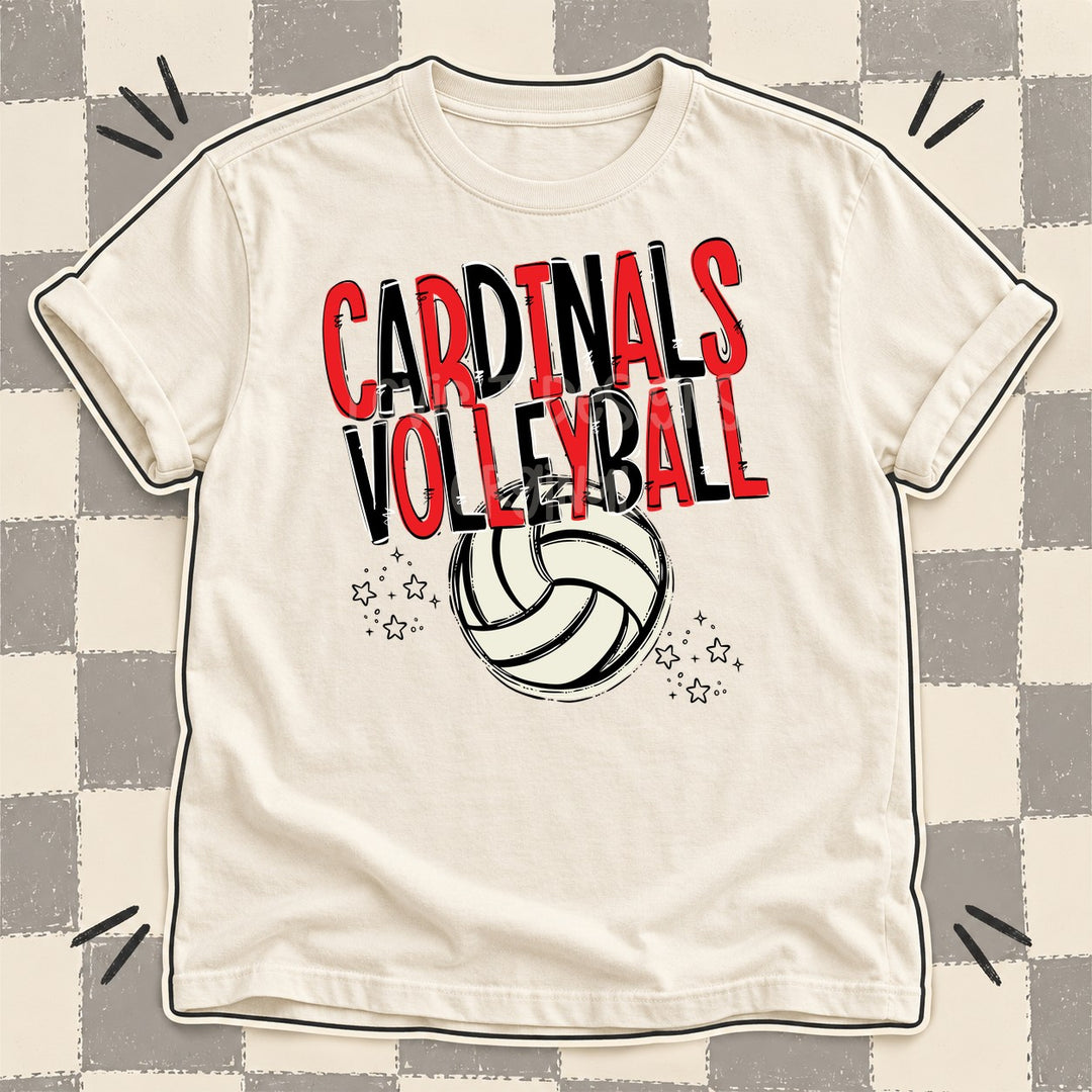 Cardinals Red Black Team Go Volleyball Mascots DTF transfer mockup