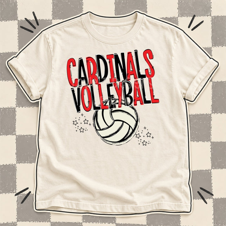 Cardinals Red Black Team Go Volleyball Mascots DTF transfer mockup