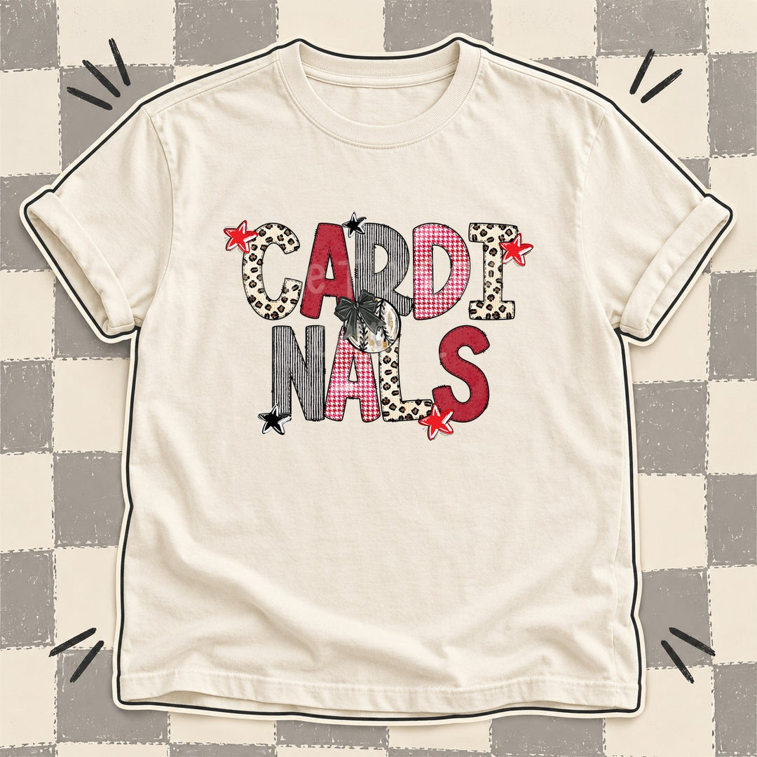 Cardinals Mixed Doodle Baseball Mascots – Stitched Ballpark DTF transfer mockup