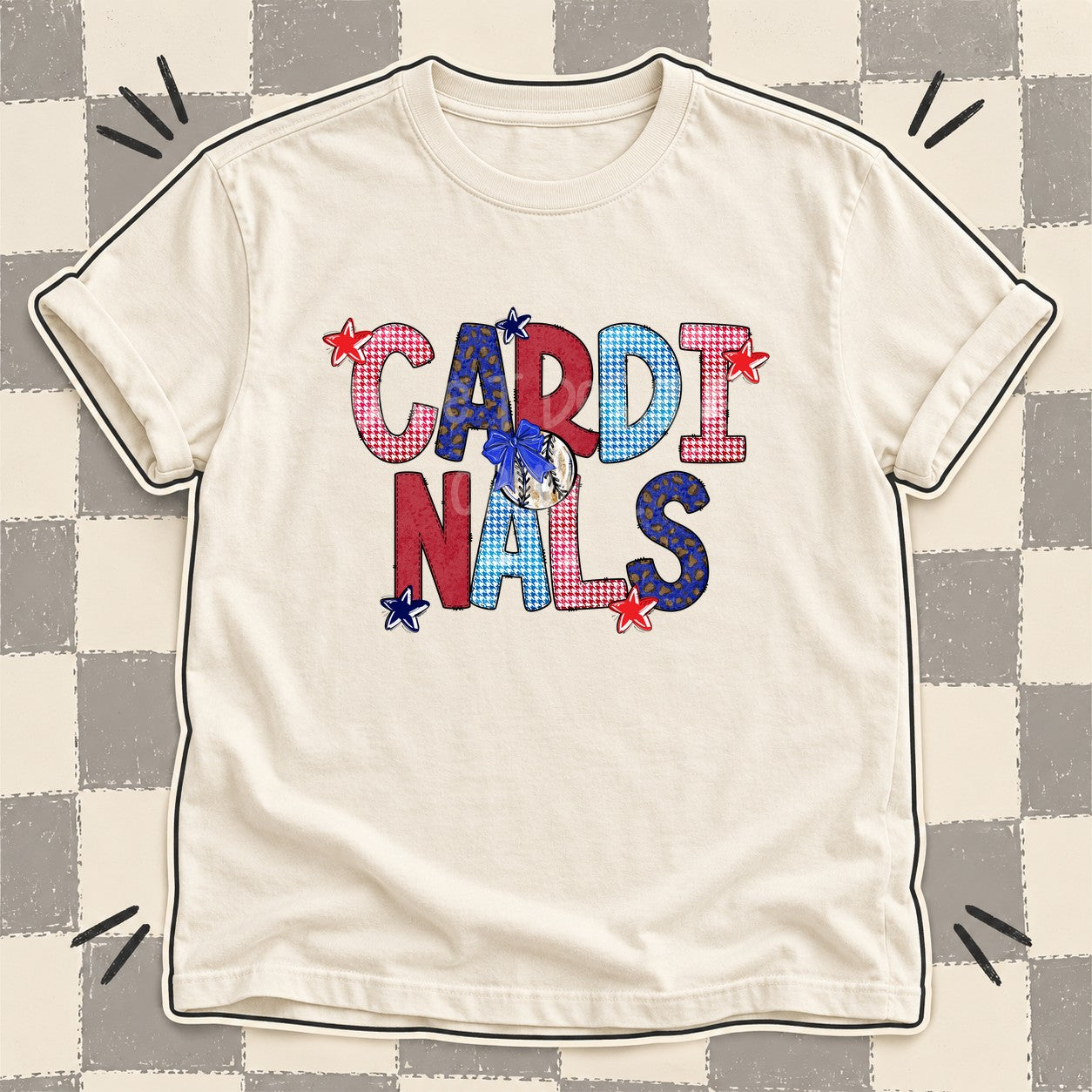 Mixed Doodle Baseball Mascots – Red and Royal Cardinals design