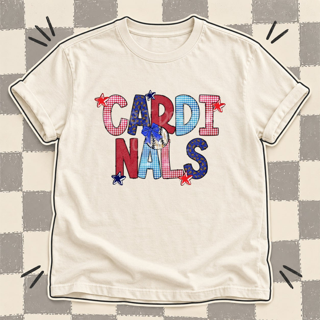 Cardinals Mixed Doodle Baseball Mascots – Red and Royal DTF transfer mockup