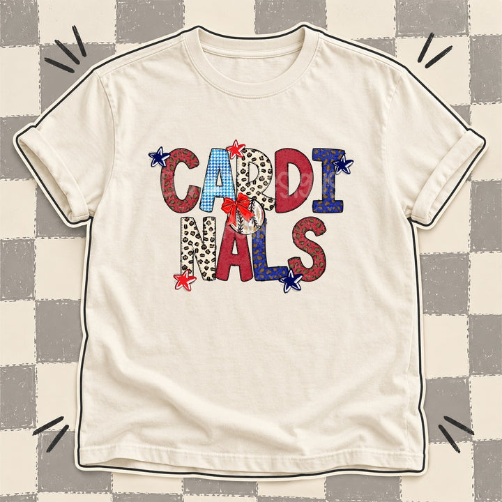 Cardinals Mixed Doodle Baseball Mascots – Leopard Red Navy DTF transfer mockup