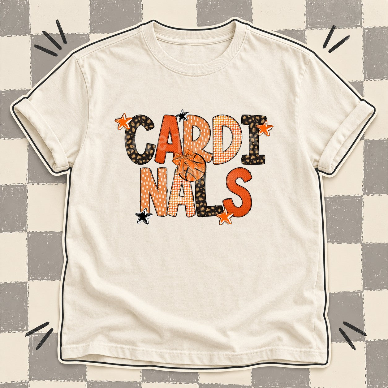 Mixed Doodle Basketball Mascots – Leopard Court Cardinals design