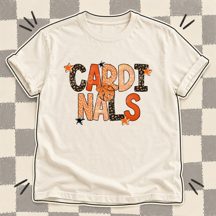 Cardinals Mixed Doodle Basketball Mascots – Leopard Court DTF transfer mockup