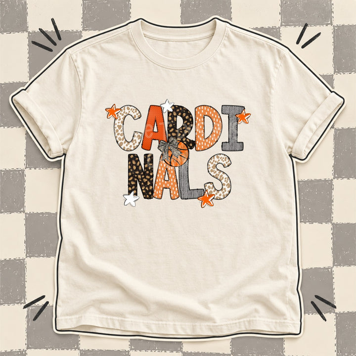 Cardinals Mixed Doodle Basketball Mascots – Orange and Brown DTF transfer mockup