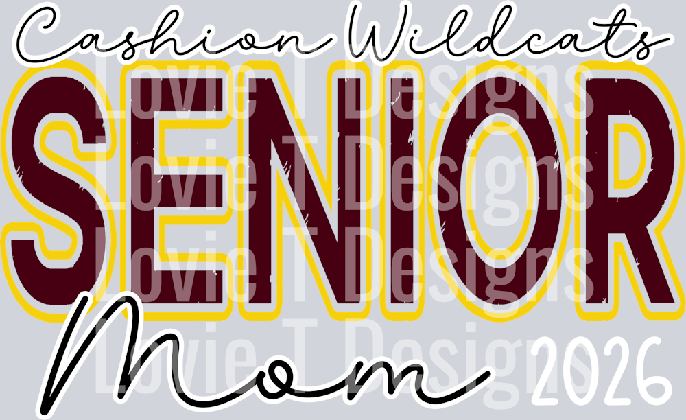 CASHION WILDCATS SENIOR MOM MAROON AND YELLOW GOLD 2026