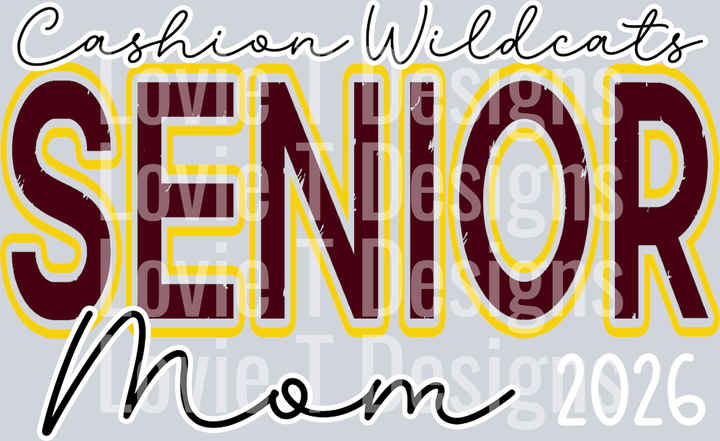 CASHION WILDCATS SENIOR MOM MAROON AND YELLOW GOLD 2026