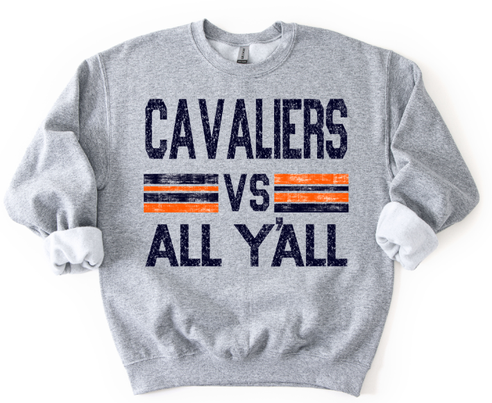Cavaliers Vs All Y'all Navy and Orange DTF transfer design – image 1