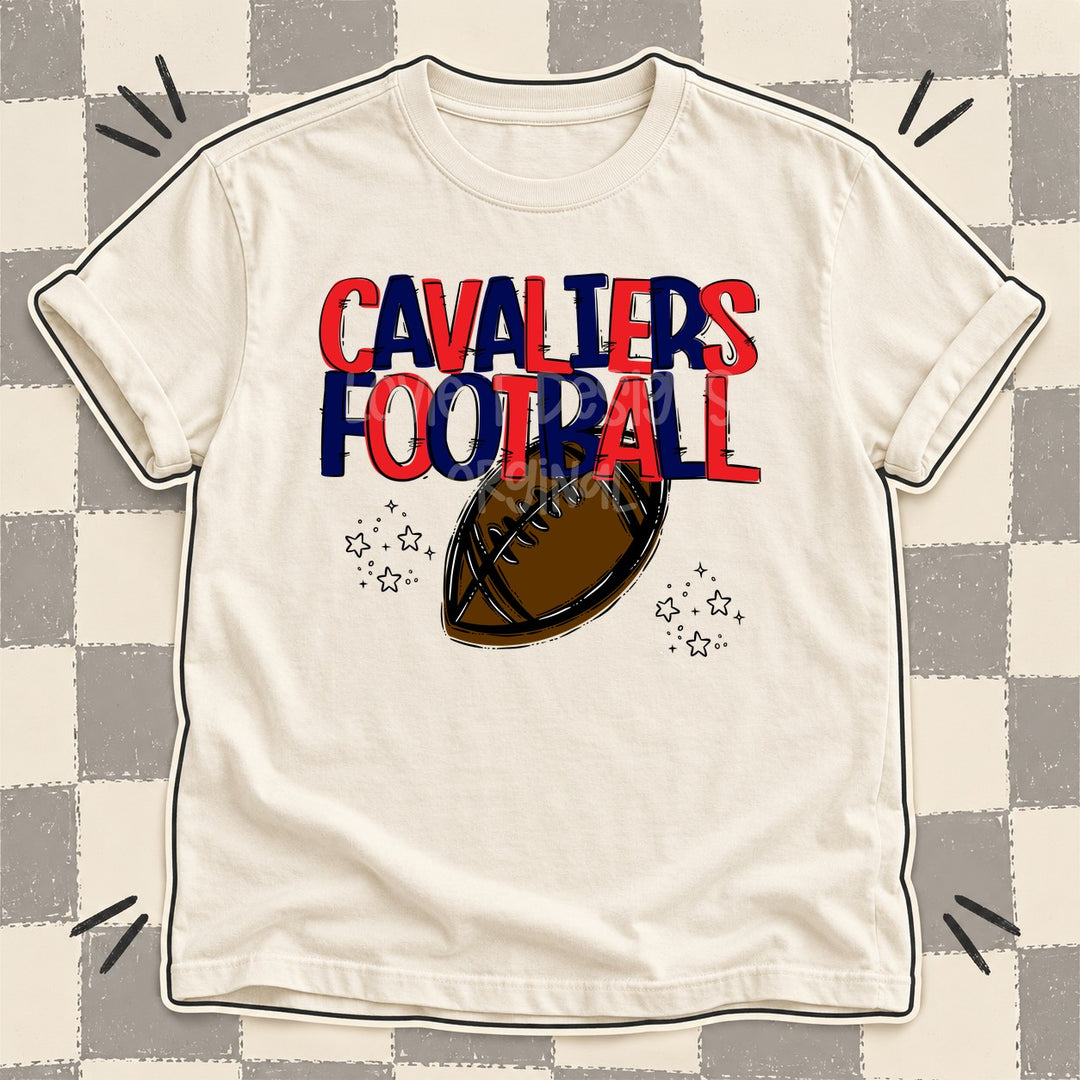 Cavaliers Red Navy Team Go Football Mascots DTF transfer mockup