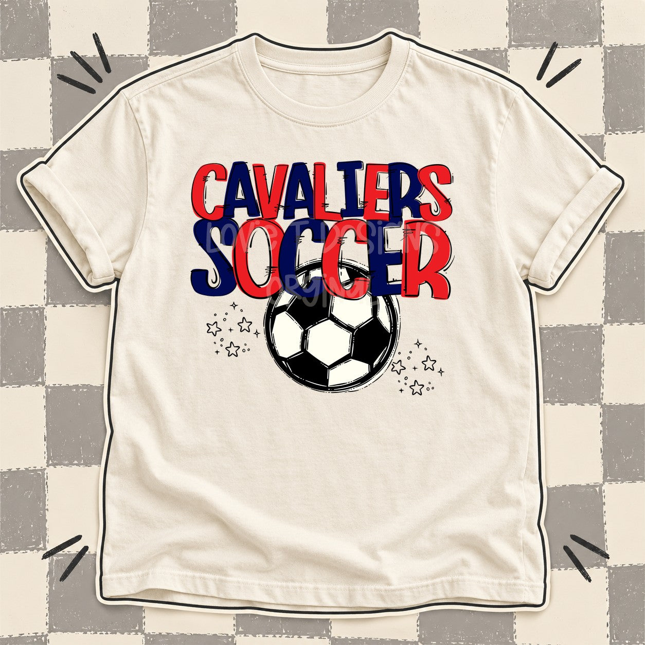 Team Go Soccer Mascots Cavaliers Red Navy design