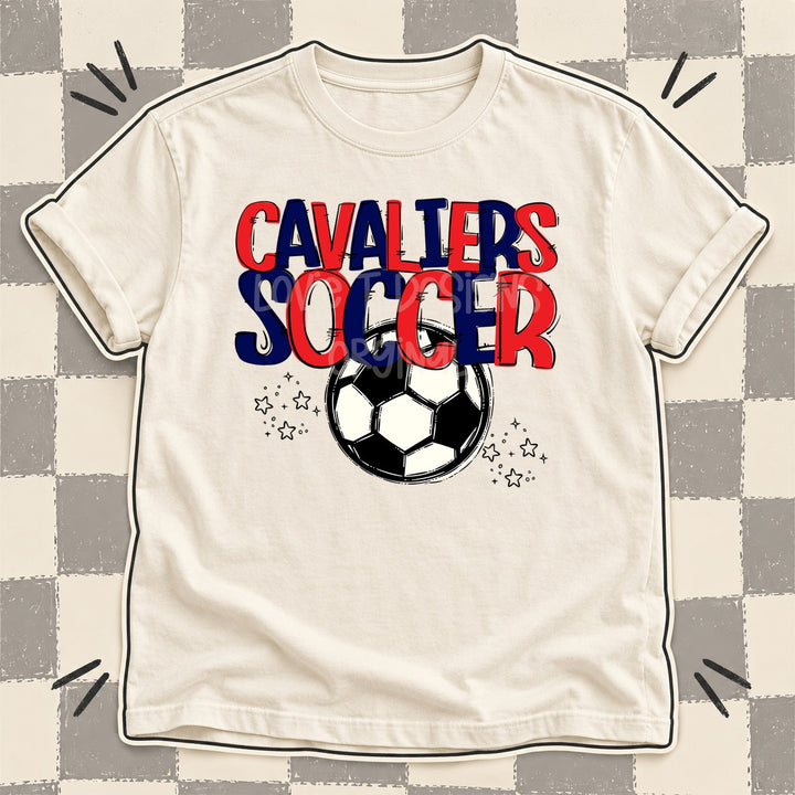 Cavaliers Red Navy Team Go Soccer Mascots DTF transfer mockup
