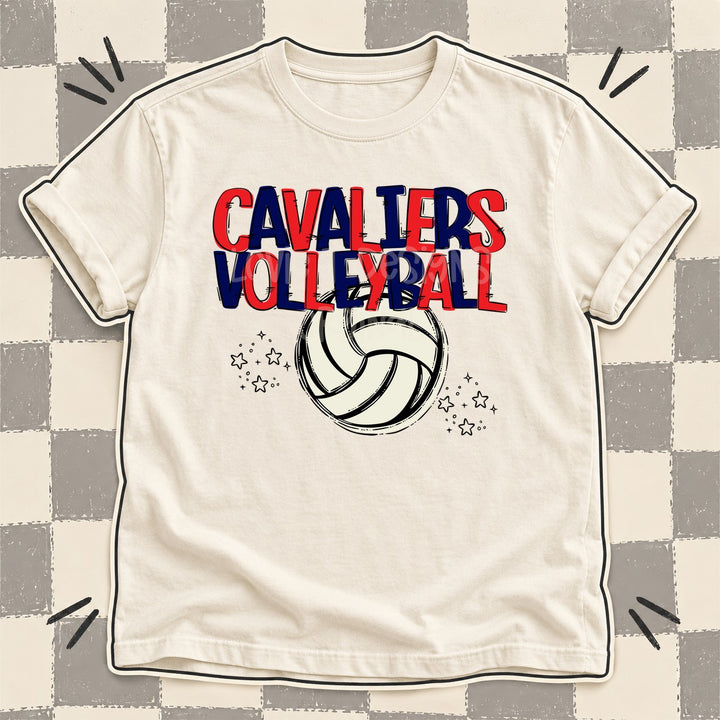 Cavaliers Red Navy Team Go Volleyball Mascots DTF transfer mockup
