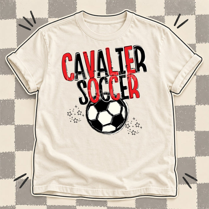 Cavalier Red Black Team Go Soccer Mascots DTF transfer mockup