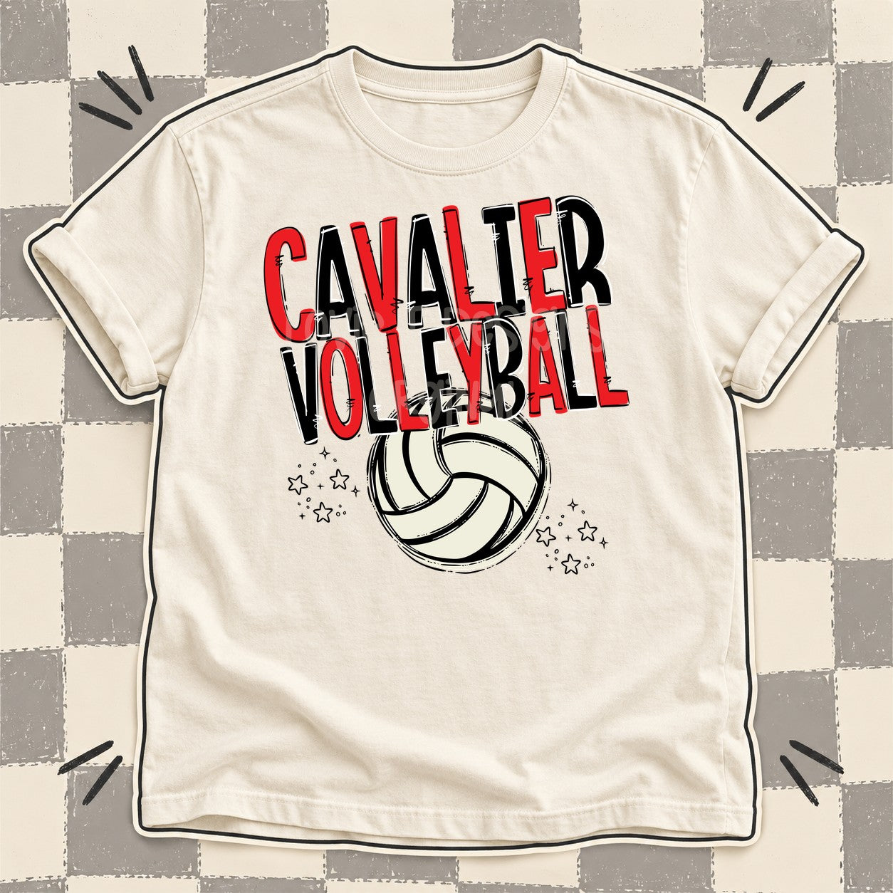 Team Go Volleyball Mascots Cavalier Red Black design
