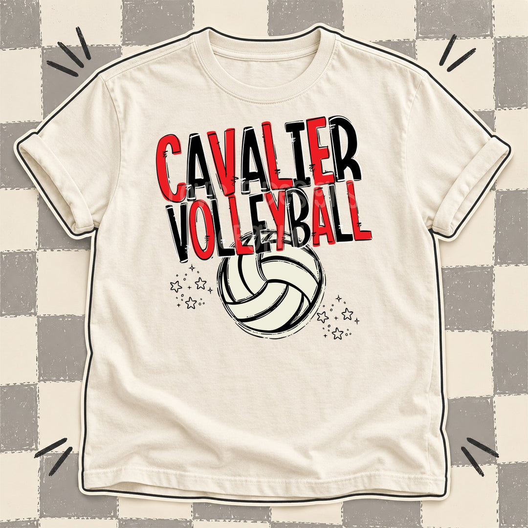 Cavalier Red Black Team Go Volleyball Mascots DTF transfer mockup
