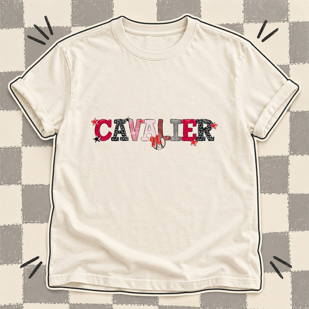 Cavalier Red Black White Mixed Doodle Baseball Mascots – Mascot Colors DTF transfer mockup