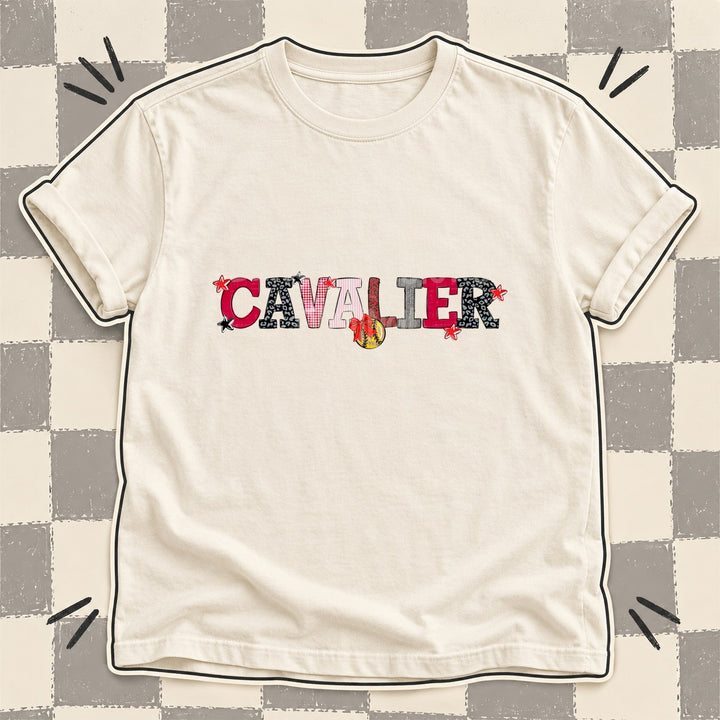 Cavalier Red Black White Mixed Doodle Softball Mascots – Mascot Colors DTF transfer mockup