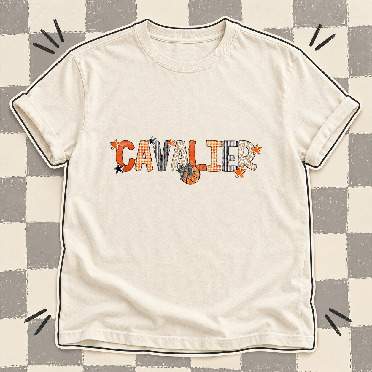 Mixed Doodle Basketball Mascots – Hoops Houndstooth Cavalier design