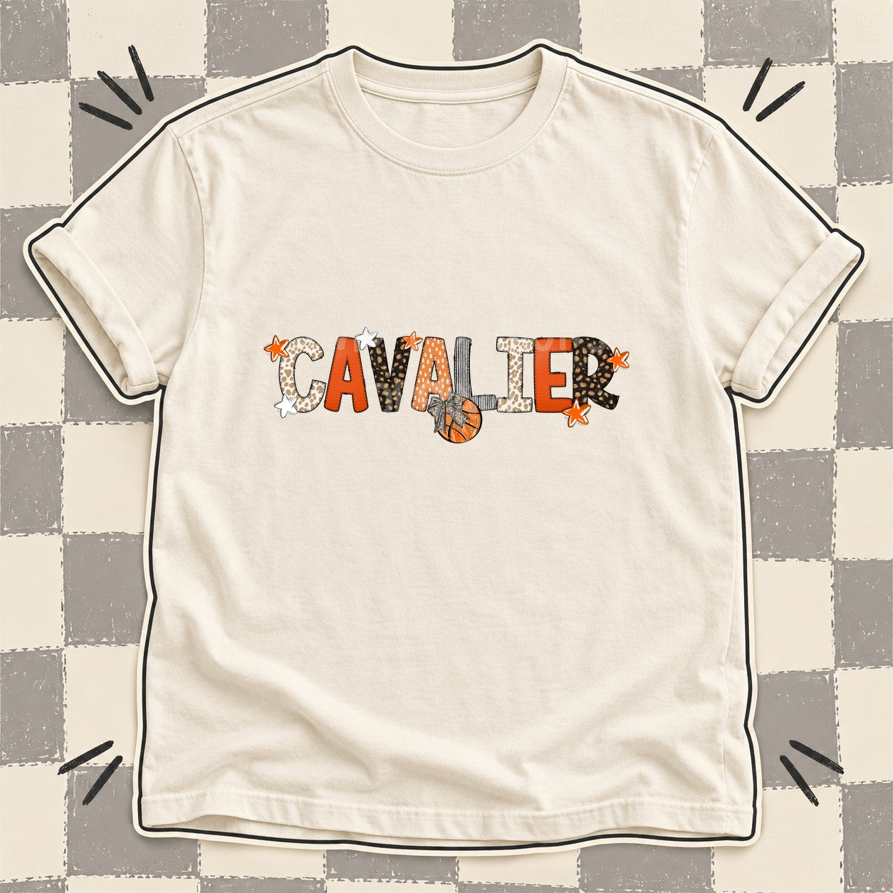 Mixed Doodle Basketball Mascots – Orange and Brown Cavalier design
